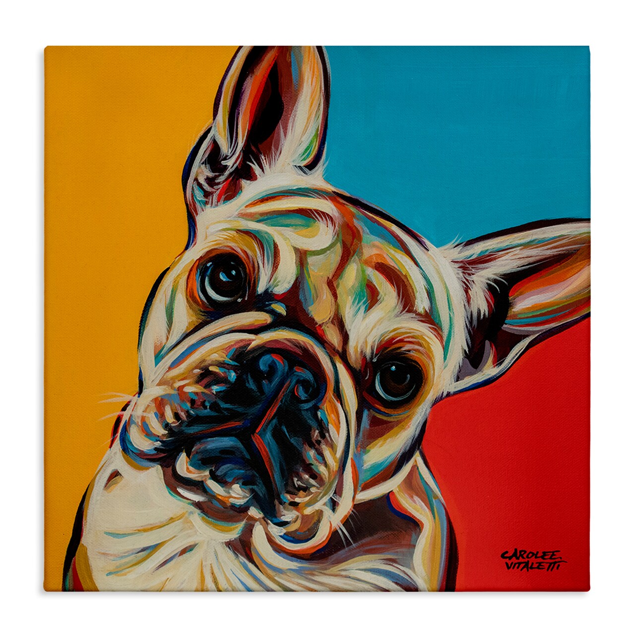 Stupell Industries French Bulldog Pop Portrait Canvas Wall Art